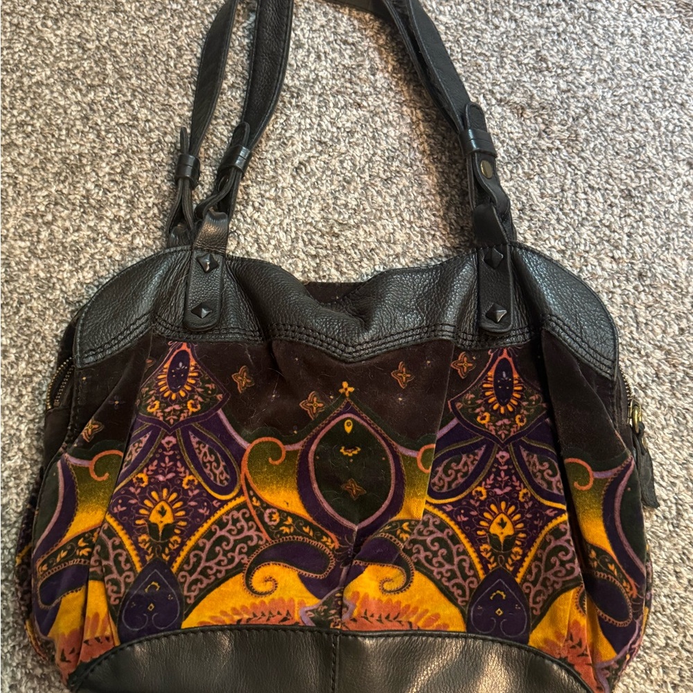 Lucky Brand Black and Multicolor Shoulder Bag